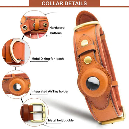 Leather Anti-Lost Dog Collar with ID Tag | Adjustable & Secure