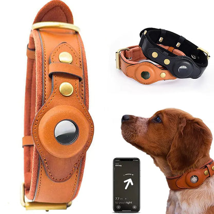 Leather Anti-Lost Dog Collar with ID Tag | Adjustable & Secure