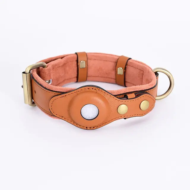 Leather Anti-Lost Dog Collar with ID Tag | Adjustable & Secure